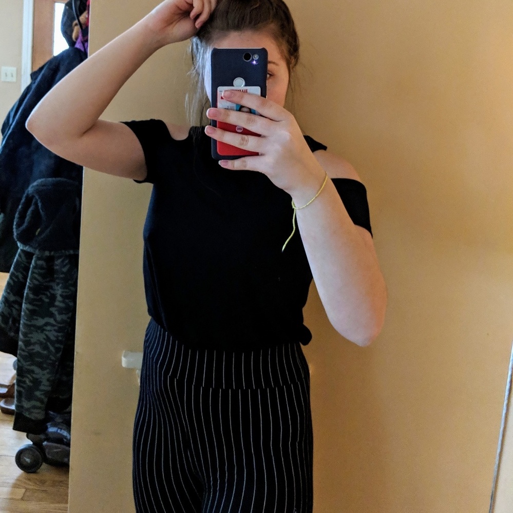 Black Cut Shoulder Shirt